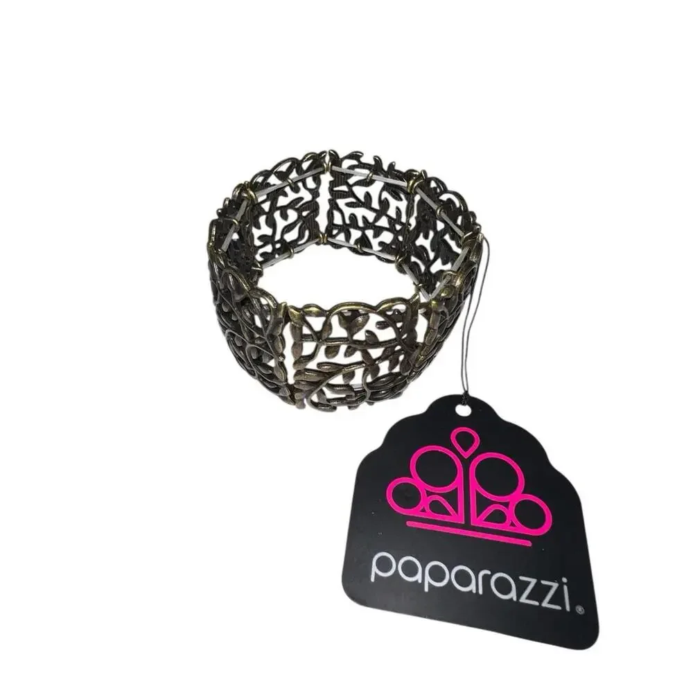 Paparazzi Antique Brass Filigree Leaf Stretch Cuff Bracelet New with Tag‎